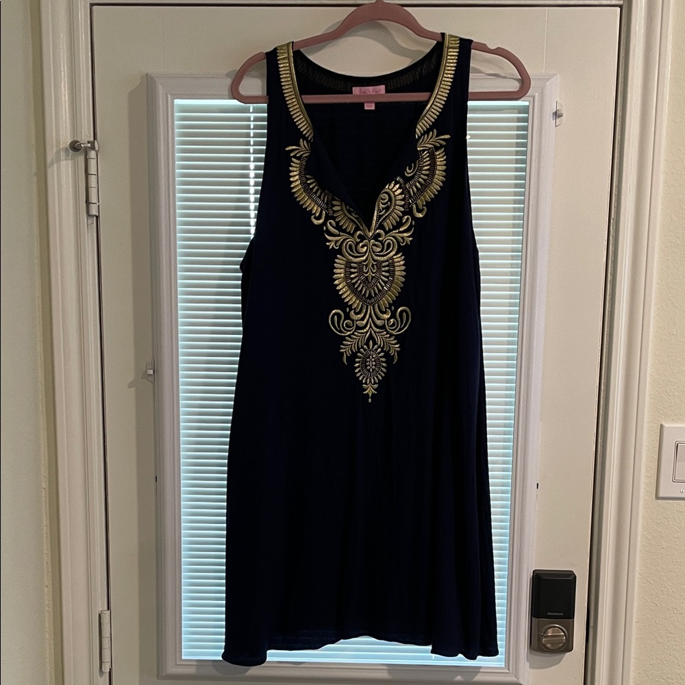 Lilly Pulitzer Midnight Blue Dress with Gold Accents
